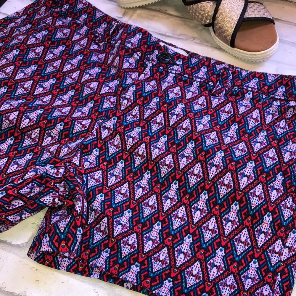 Liz Claiborne shorts zipper fly 4 pocket size 14 cotton spandex geometric ladies